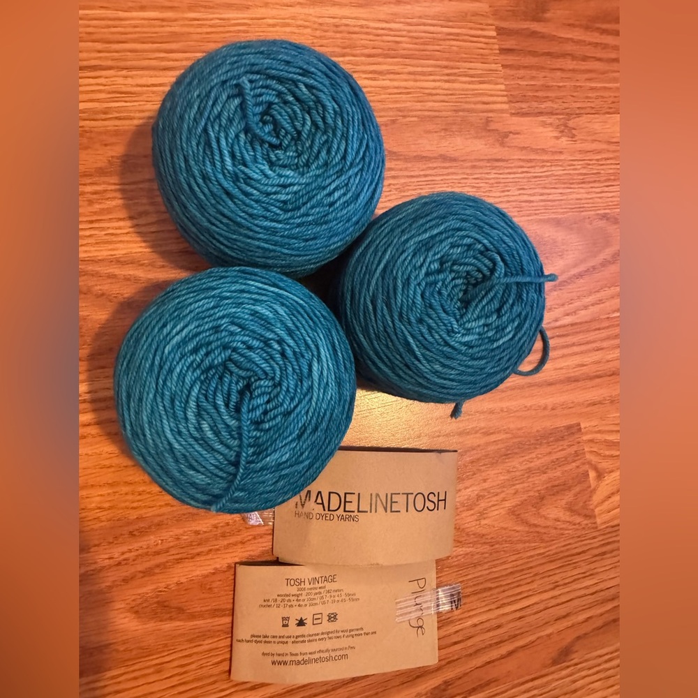 3 skein (caked) Tosh Vintage bundle- worsted 200 yards each color Plunge